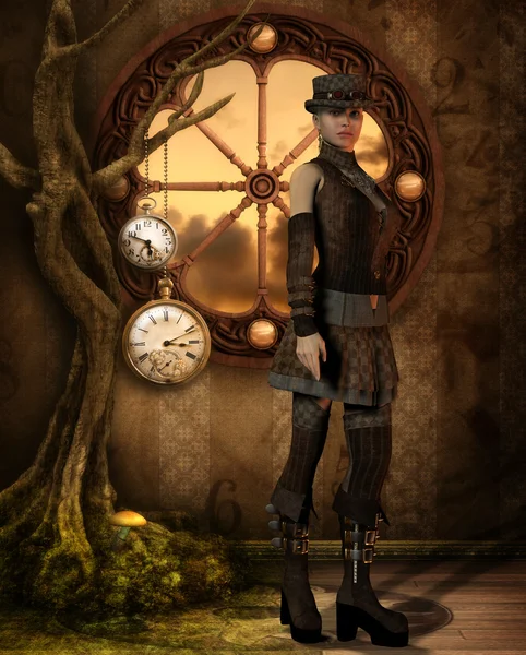 Steampunk Albero del Tempo Foto Stock Royalty Free