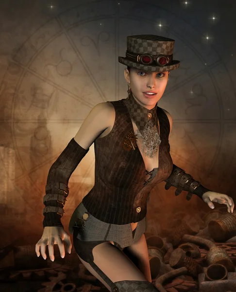 Chica amigable en look steampunk Imágenes De Stock Sin Royalties Gratis