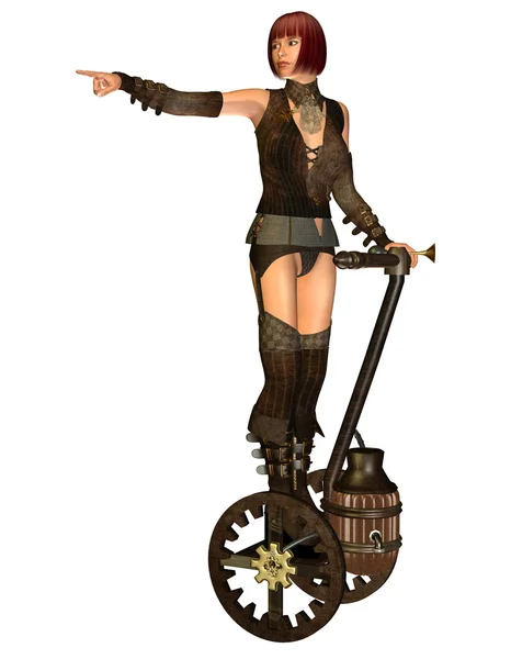 Steam punk dziewczyna na transporter Obrazek Stockowy