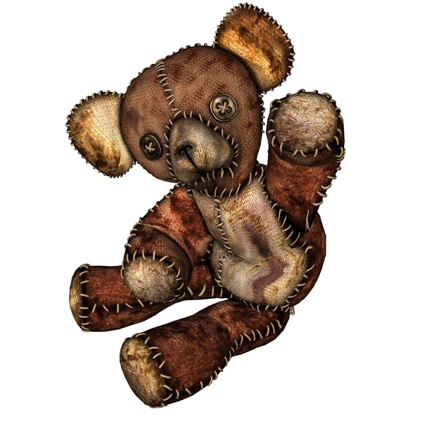Starý medvídek s tlačítko očima — Stock fotografie