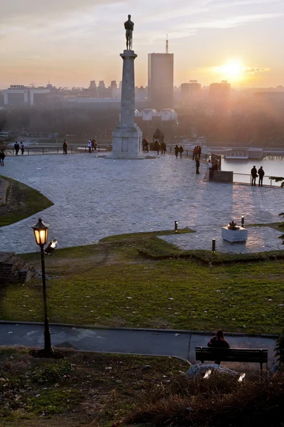 Belgrad solnedgången, Serbien — Stockfoto