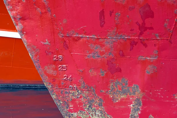 Texture in metallo rosso arrugginito con una grande macchia — Foto Stock