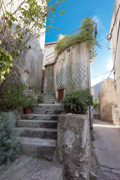 Vrbnik 町クロアチアの美しい地中海古い階段 — ストック写真