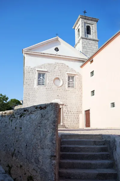 Towers of Franciscan Monastery in Krk town. Krk island, Croatia. — Stock Photo, Image
