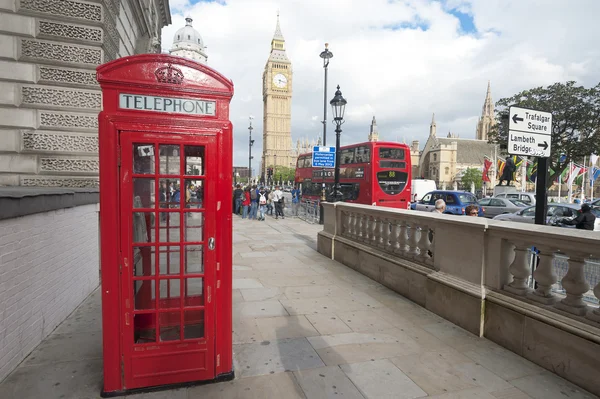 Londra strada, Stivale del telefono e Big Ben — Foto Stock