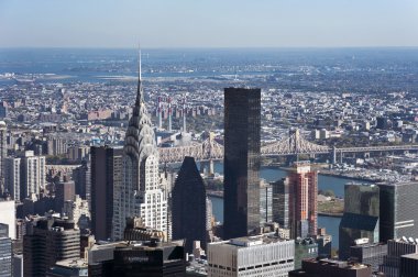 manhattan new york şehrinin havadan görünümü