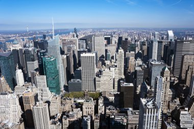 manhattan new york şehrinin havadan görünümü