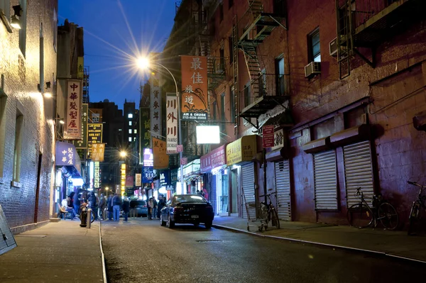在中国城纽约城的夜景 — 图库照片