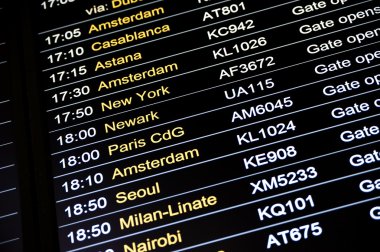 Departures flight information schedule in international airport clipart