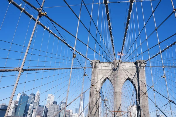 布鲁克林大桥详细纽约城 — 图库照片