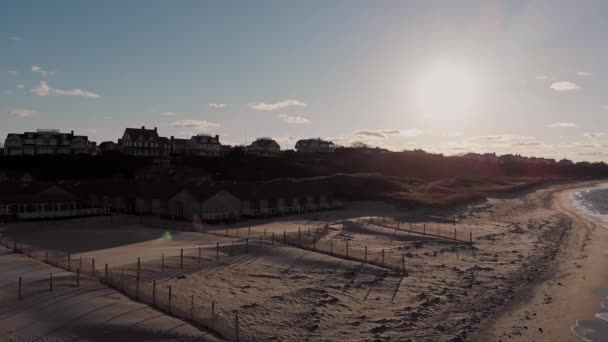 Flygfoto Bilder Vågor Jetties Beach Nantucket Island — Stockvideo