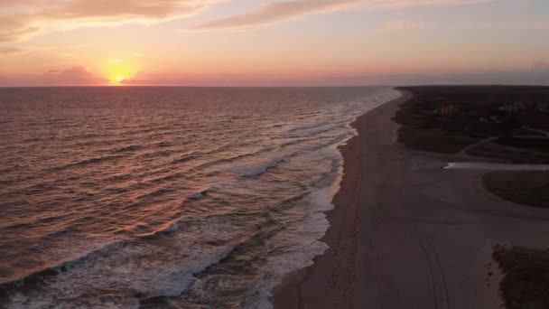 Flygfoto Vågor Stranden Miacomet Nantucket — Stockvideo