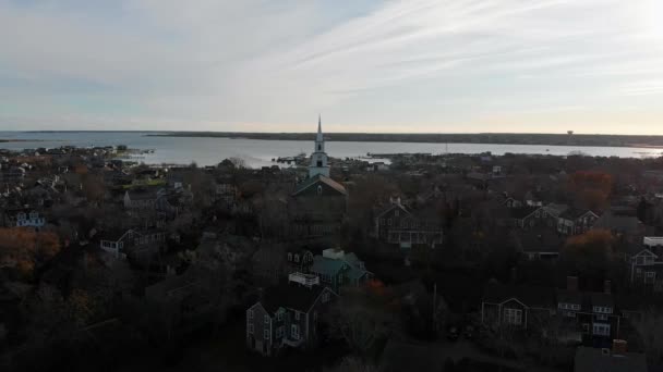 Flyg Flyg Över Staden Nantucket Hösten — Stockvideo