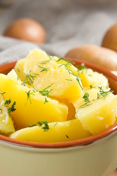 Boiled potatoes with dill and butter — Stock Photo, Image