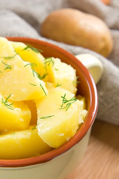 Gekookte aardappelen met dille en boter — Stockfoto