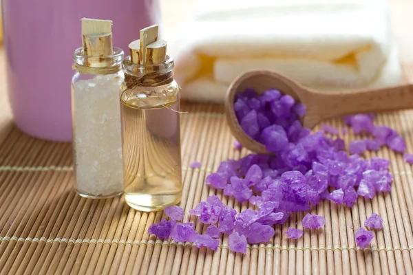 Aromatik spa set deniz tuzu ve sabun — Stok fotoğraf