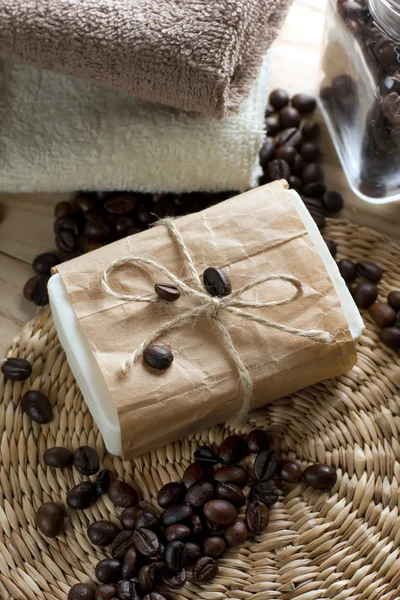 Lázeňské kávu mýdlo — Stock fotografie