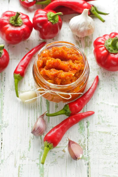 Salsa di peperoncino rosso fatto in casa — Foto Stock