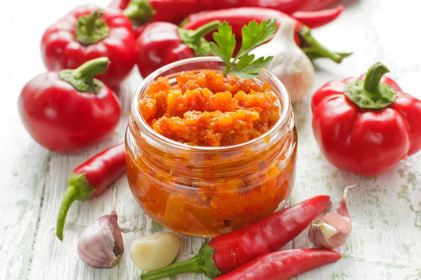 Salsa di peperoncino rosso fatto in casa — Foto Stock