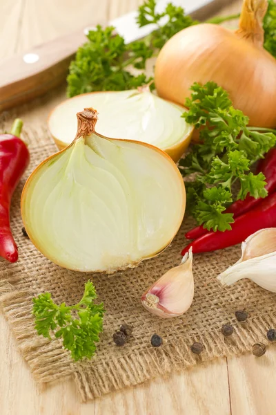 Peperoncino, cipolla e aglio — Foto Stock