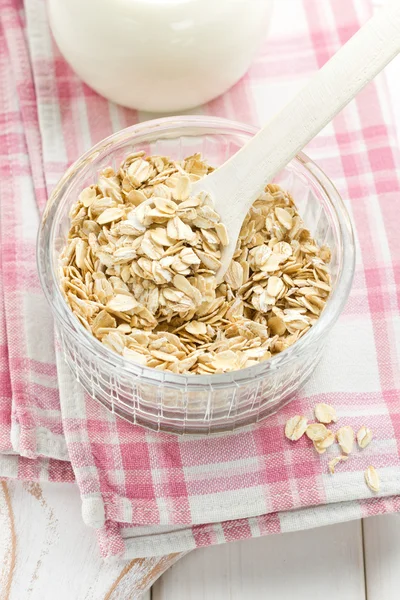 Oat flakes and milk — Stock Photo, Image