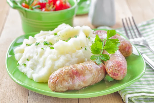 Aardappelpuree met worst — Stockfoto