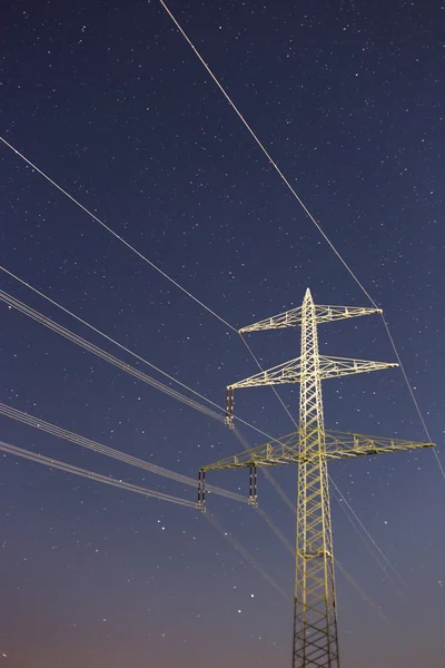 Electrical Tower at Night — Stock Photo, Image