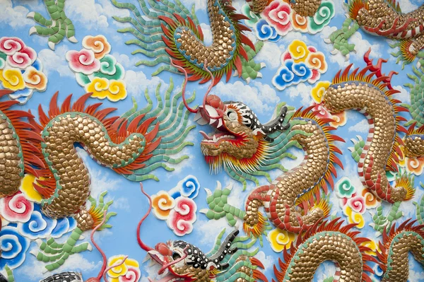 Chinese tempel kunst aan de muur — Stockfoto