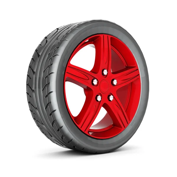 Black and red sport wheels — Stock Photo, Image