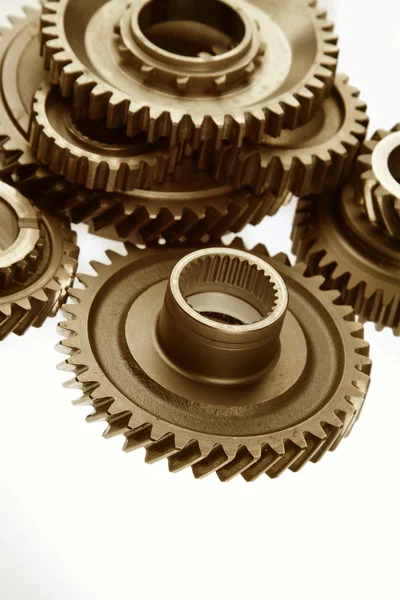 Närbild av metall koggen gears — Stockfoto