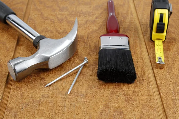 Work tools on wood — Stock Photo, Image