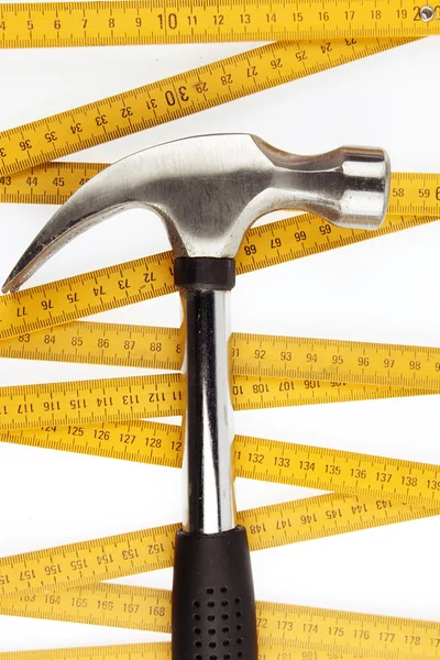 Hammer and ruler — Stock Photo, Image