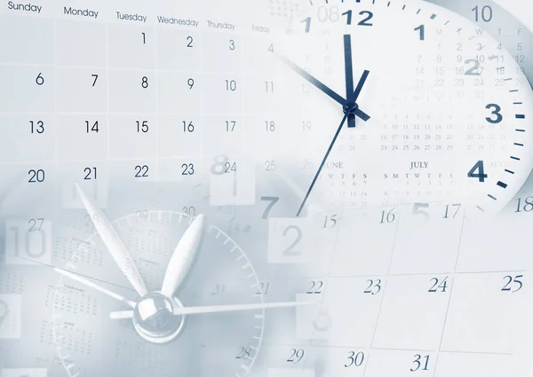 時計の顔とカレンダーの複合 — ストック写真