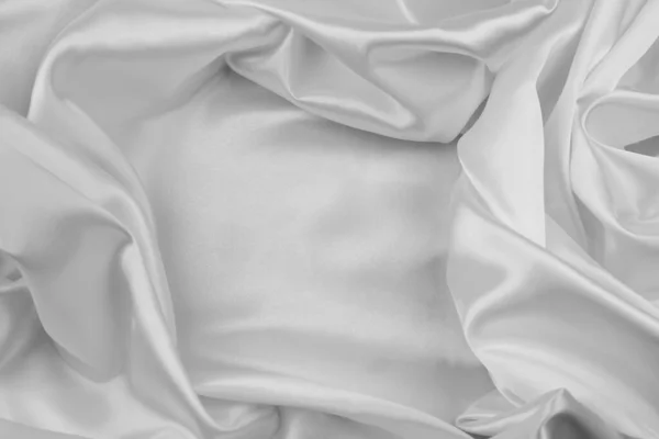 Close Rippled White Silk Fabric Lines — Stock Photo, Image