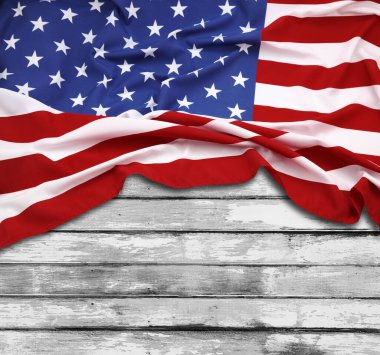 Amerikan bayrağı ve tahta tahtalar