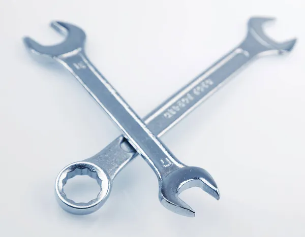 Two Metal Spanners Plain Background — Stock Photo, Image