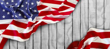 Amerikan bayrağı ve tahta tahtalar