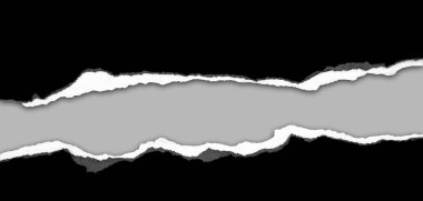 Gri arkaplan üzerinde yırtılmış kağıt, kopyalamak için boşluk