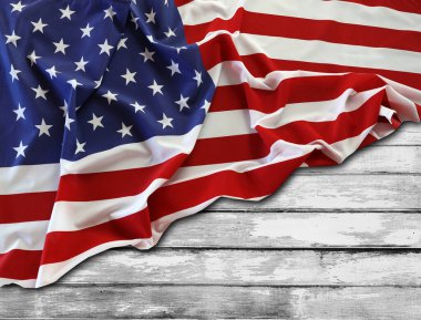 Amerikan bayrağı ve tahta tahtalar