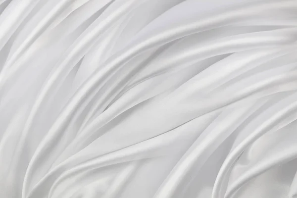 Close Rippled White Silk Fabric Lines — Stock Photo, Image