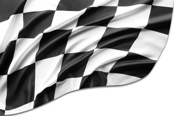 Kockás Fekete Fehér Autóverseny Zászló Fehér Háttér — Stock Fotó