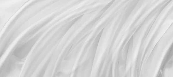 Close Linhas Tecido Seda Branca Ondulada — Fotografia de Stock