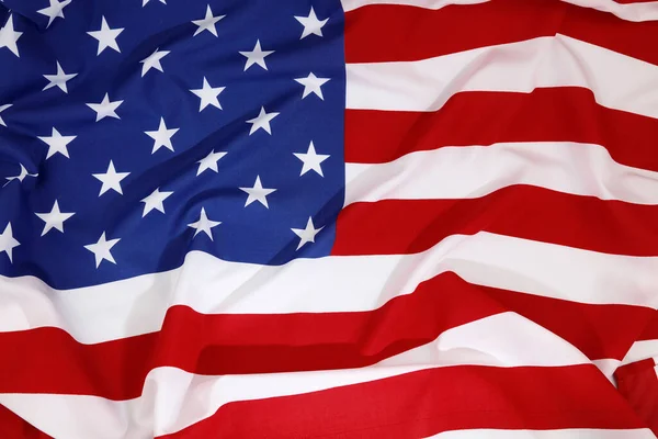 Primo Piano Della Bandiera Americana Increspata — Foto Stock