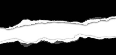 Düz arkaplanda yırtılmış siyah kağıt, kopyalamak için boşluk