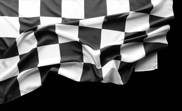 Шахматный Гоночный Флаг Черном — стоковое фото