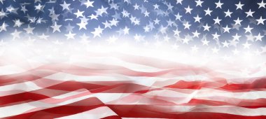 Beyaz üzerine Amerikan yıldızları ve çizgileri 