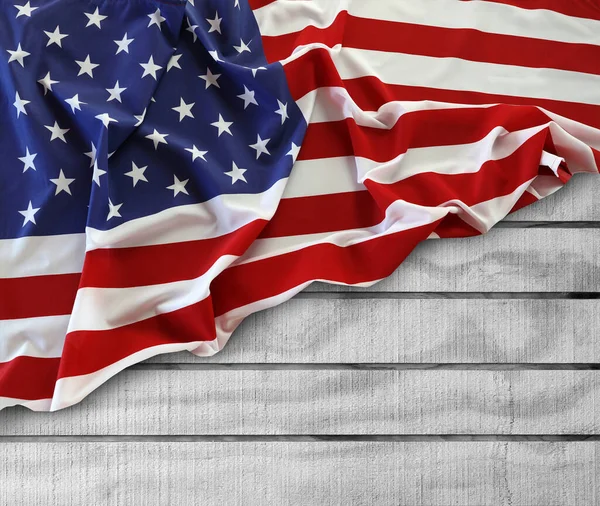 アメリカ国旗と木の板 — ストック写真
