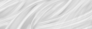 Dalgalanan beyaz ipek kumaş çizgilerinin yakın çekimi