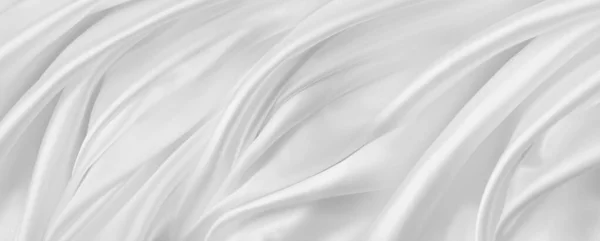 Close Rippled White Silk Fabric Lines — Stock Photo, Image