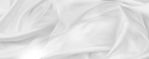 Close Rippled White Silk Fabric Lines — Stock Photo, Image